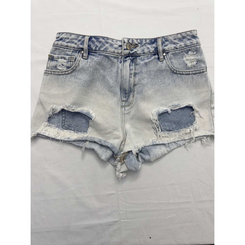 PacSun Shorts Womens 25 Blue High Rise Distressed Denim‎ Cutoff Raw Hem Frayed